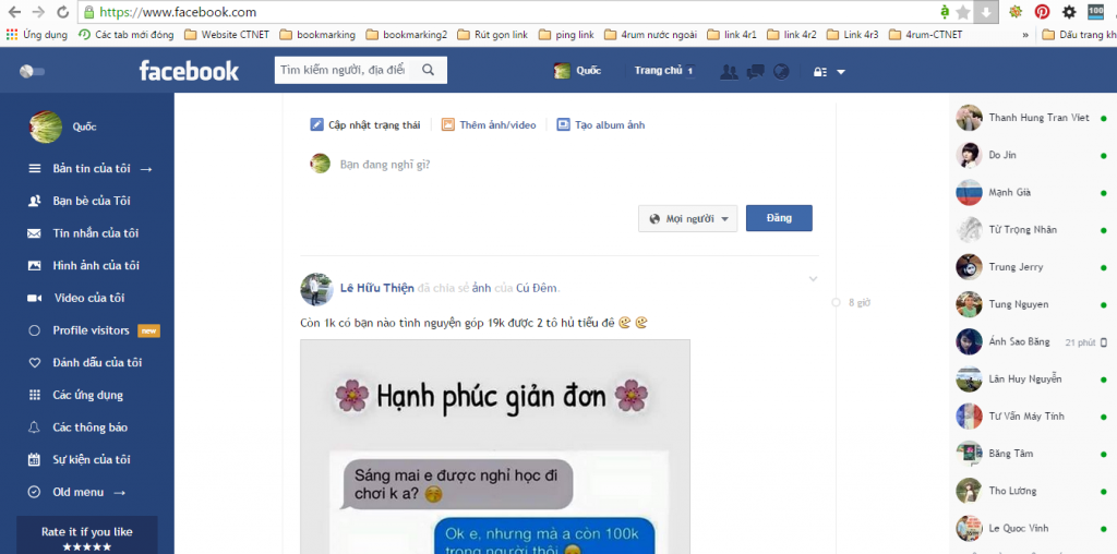 Giao diện Facebook mới