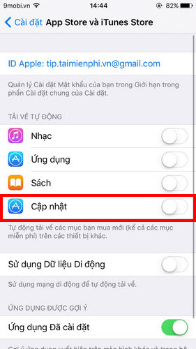 Tắt tự động cập nhật ứng dụng trên iOS 9