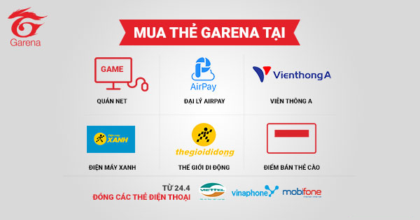 địa điểm bán thẻ garena