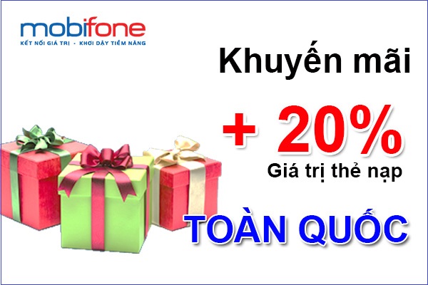 Mobifone khuyến mãi 20% thẻ nạp toàn quốc ngày 6/6