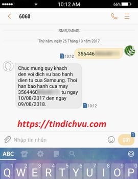 Check imei Samsung bằng cách gửi tin nhắn