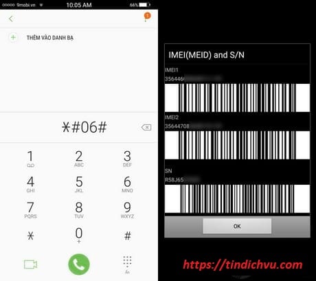 Lấy số imei Samsung bằng thao tác lệnh