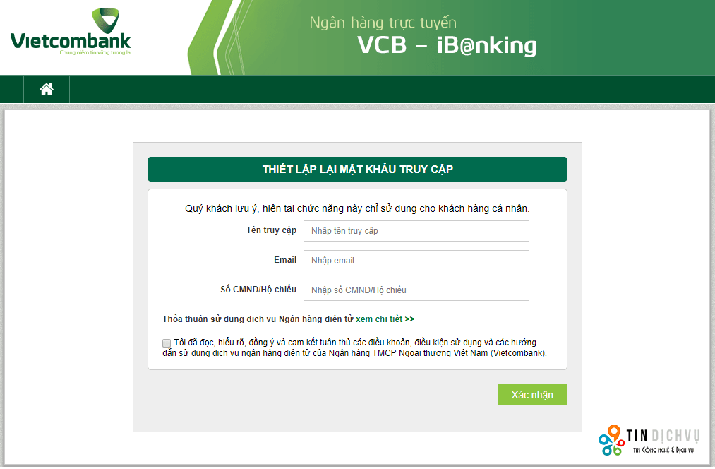 Quên mật khẩu internet banking vietcombank phải làm gì?