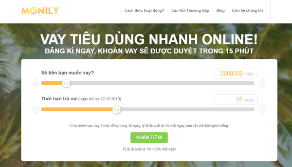 Giải pháp vay tiền Monily